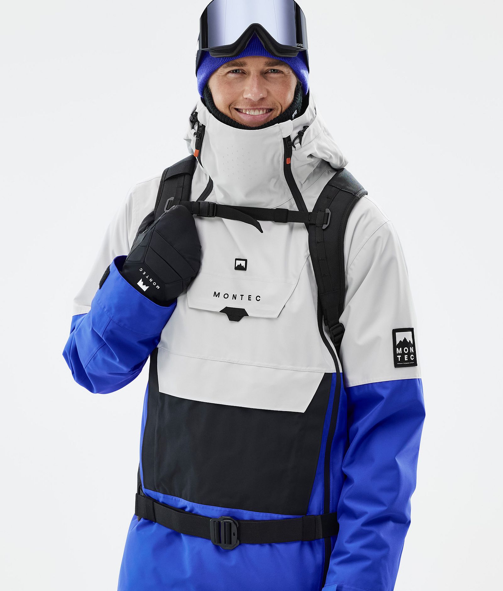 Doom Snowboard Jacket Men Light Grey/Black/Cobalt Blue, Image 2 of 11