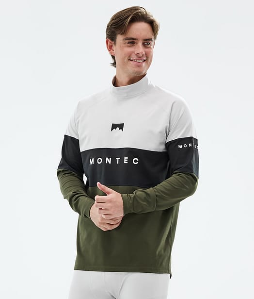 Montec Alpha Base Layer Top Men Light Grey/Black/Olive Green