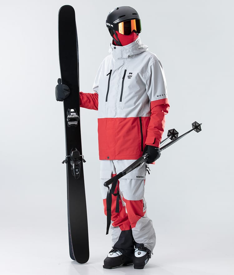 Fawk 2020 Manteau Ski Homme Light Grey/Red, Image 8 sur 9