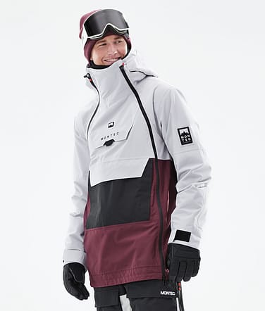 Doom 2021 Bunda na Snowboard Pánské Light Grey/Black/Burgundy