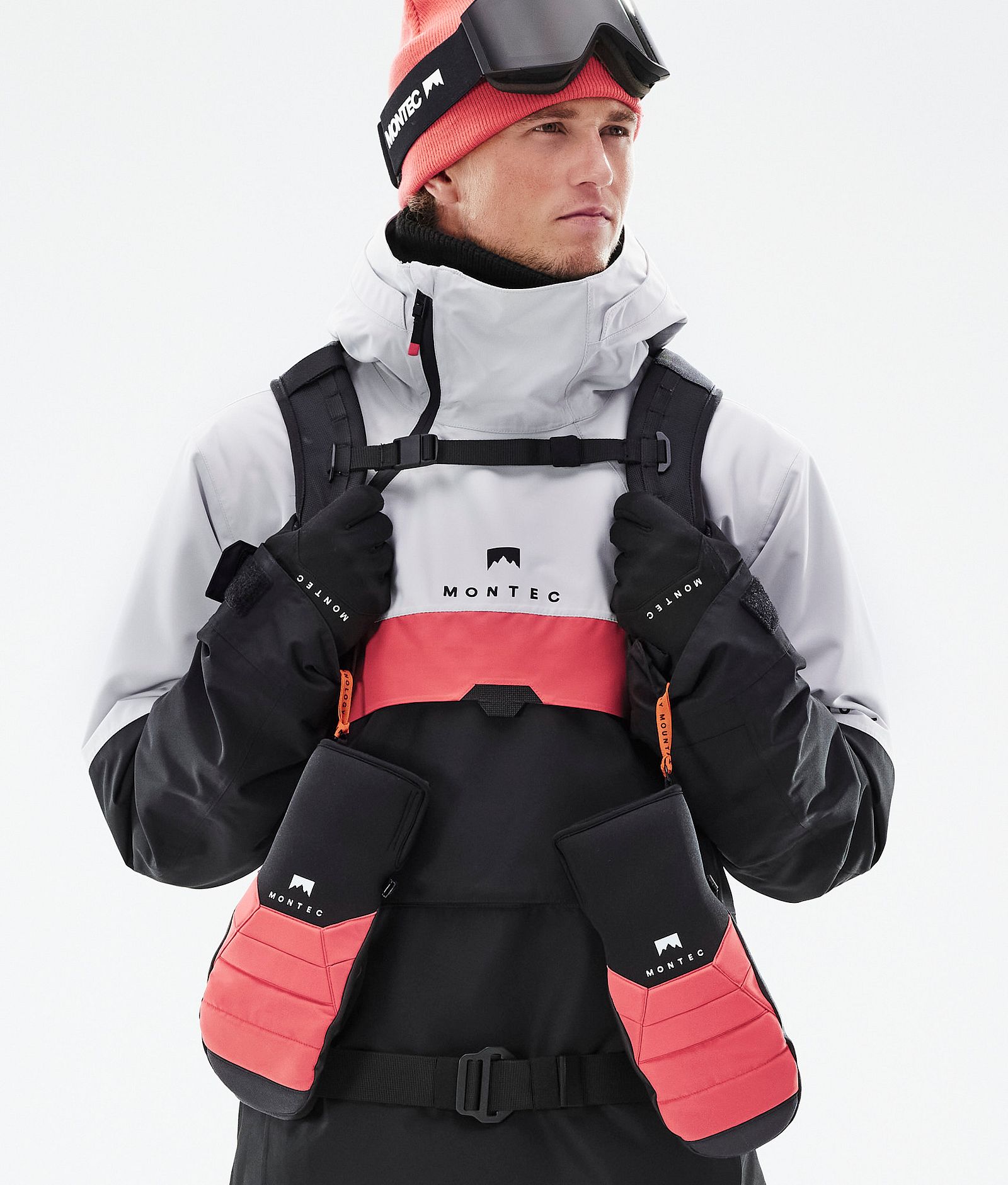 Dune 2021 Bunda na Snowboard Pánské Light Grey/Coral/Black, Obrázek 2 z 10