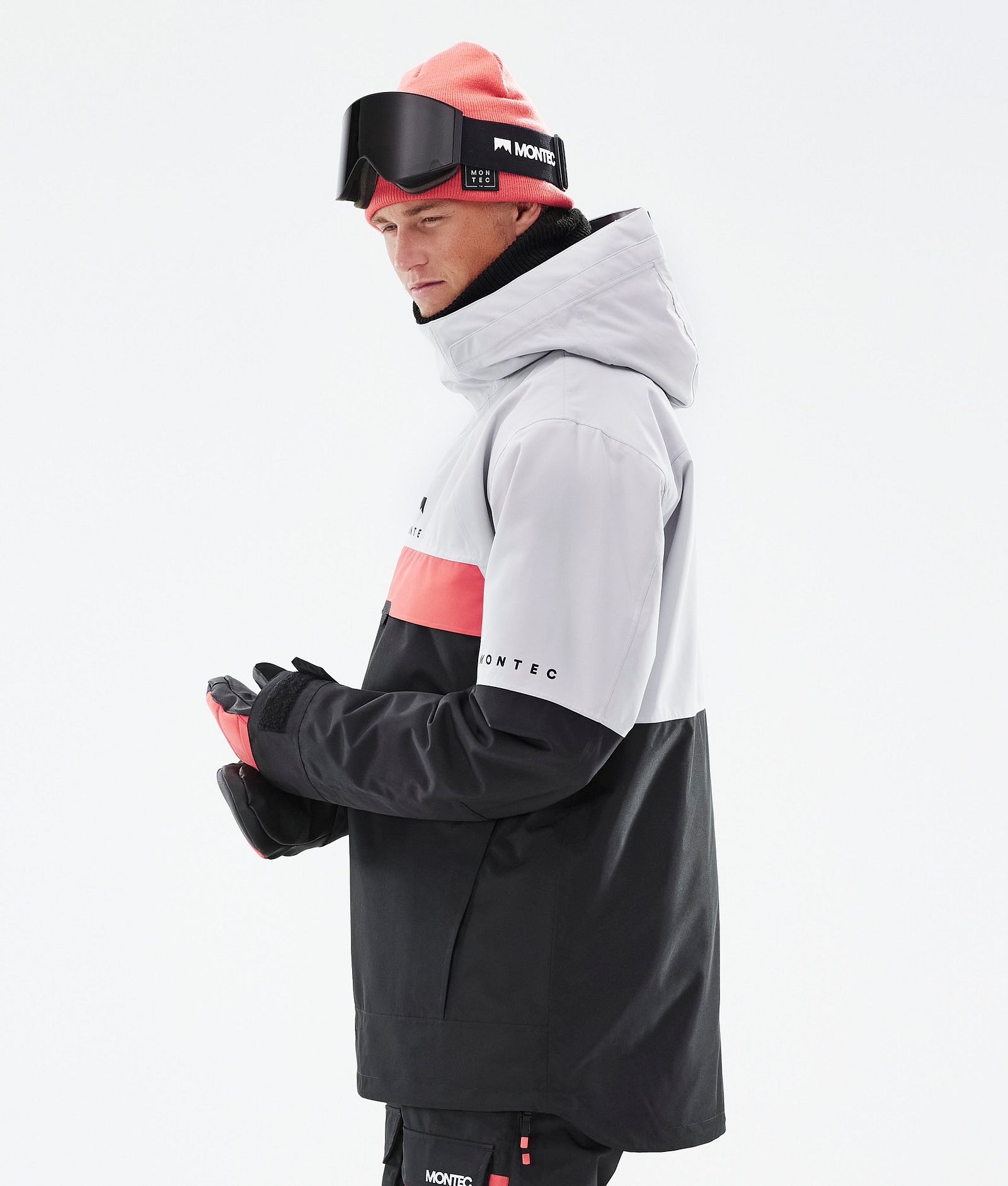 Dune 2021 Bunda na Snowboard Pánské Light Grey/Coral/Black, Obrázek 7 z 10