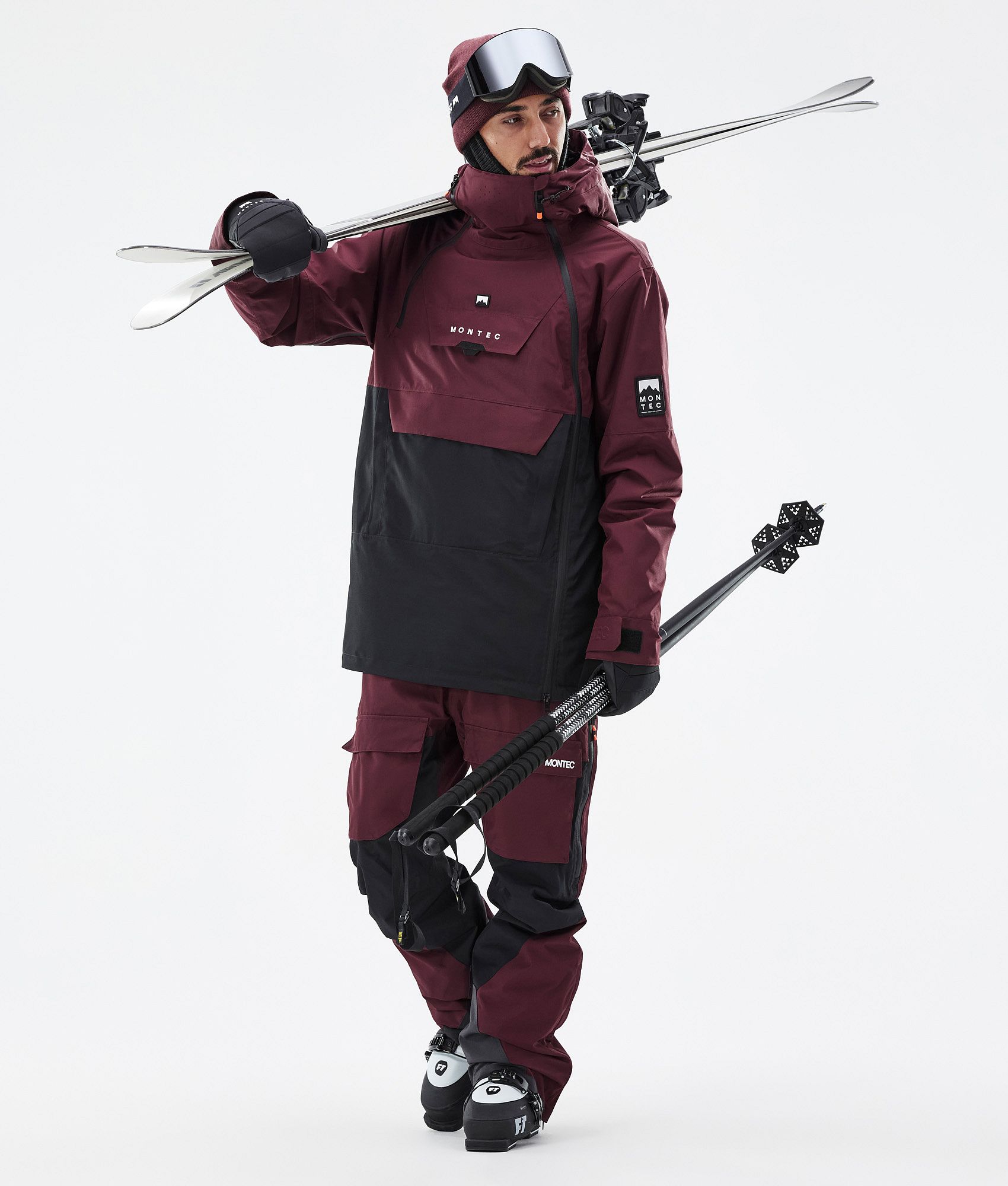 Montec Doom Ski Jacket Men Burgundy/Black | Montecwear.com