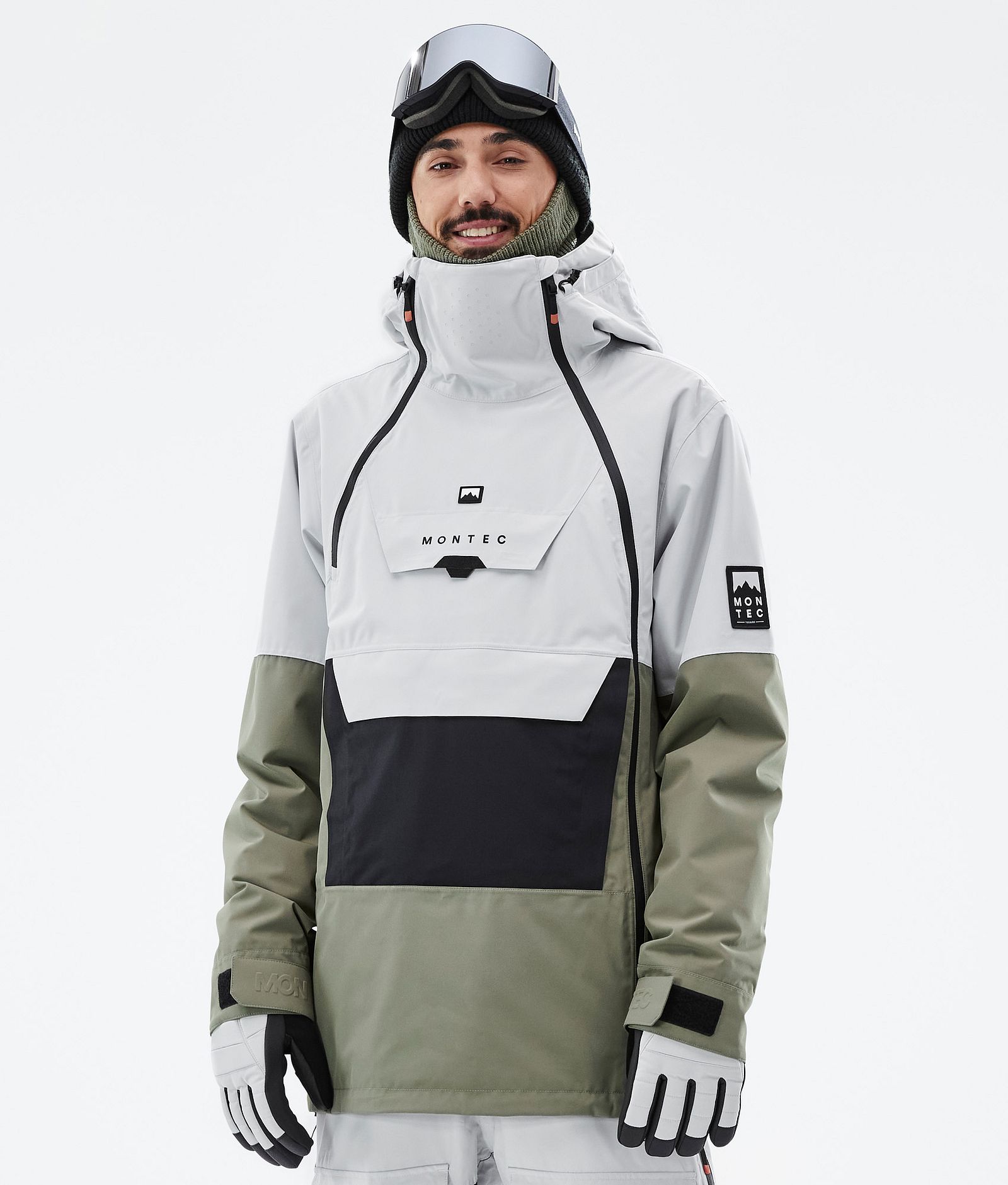 Montec Doom Ski Jacket Men Light Grey/Black/Greenish | Montecwear.com