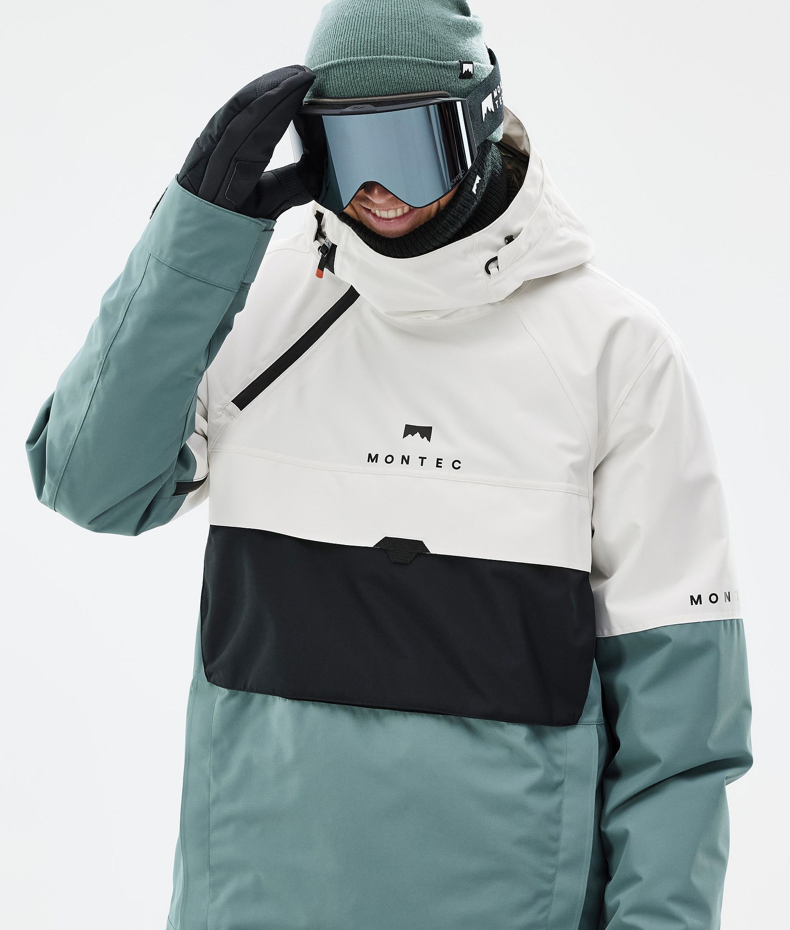 Montec Dune Snowboard Jacket Men Old White/Black/Atlantic | Montecwear.com