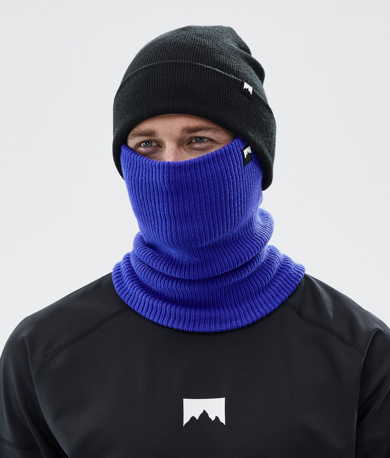 Classic Knitted Facemask Cobalt Blue, Image 2 of 3