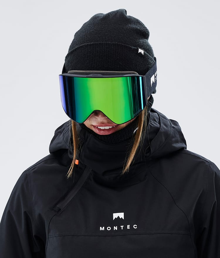 Montec Scope Ski Goggles Black W/Black Tourmaline Green Mirror ...