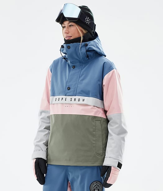 Legacy Track W Bunda na Snowboard Dámské Blue Steel/Light Grey/Soft Pink/Greenish