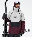 Doom Ski jas Heren Light Grey/Black/Burgundy