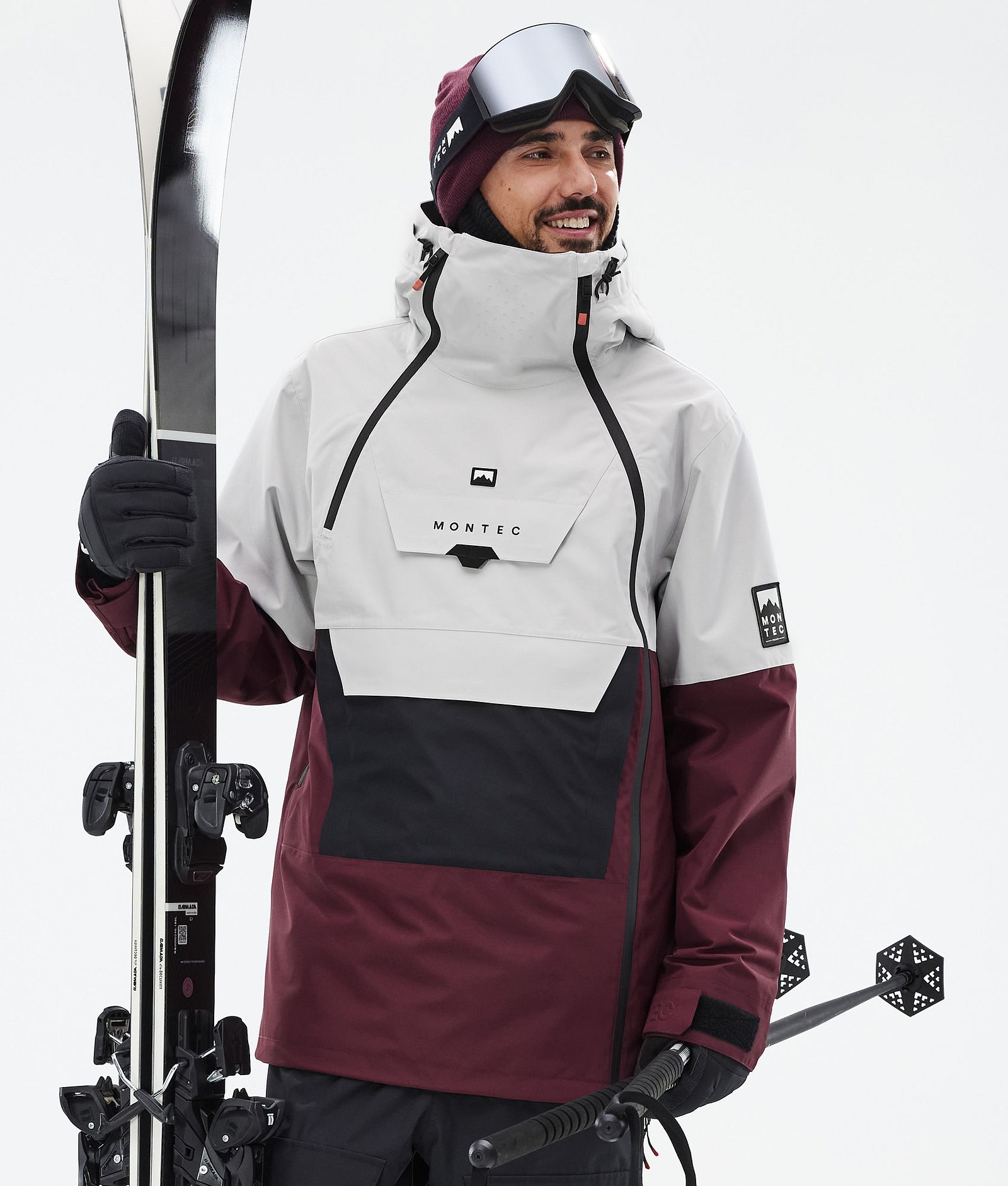 Doom Manteau Ski Homme Light Grey/Black/Burgundy, Image 1 sur 11