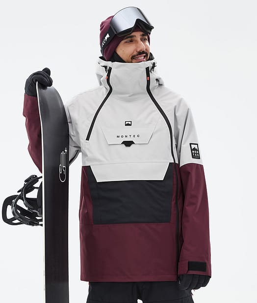 Doom Snowboard Jacket Men Light Grey/Black/Burgundy