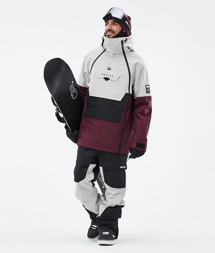 Doom Giacca Snowboard Uomo Light Grey/Black/Burgundy, Immagine 3 di 11