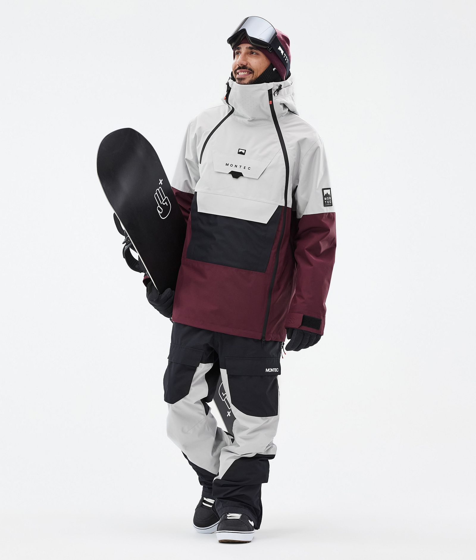 Doom Snowboardjakke Herre Light Grey/Black/Burgundy, Bilde 3 av 11