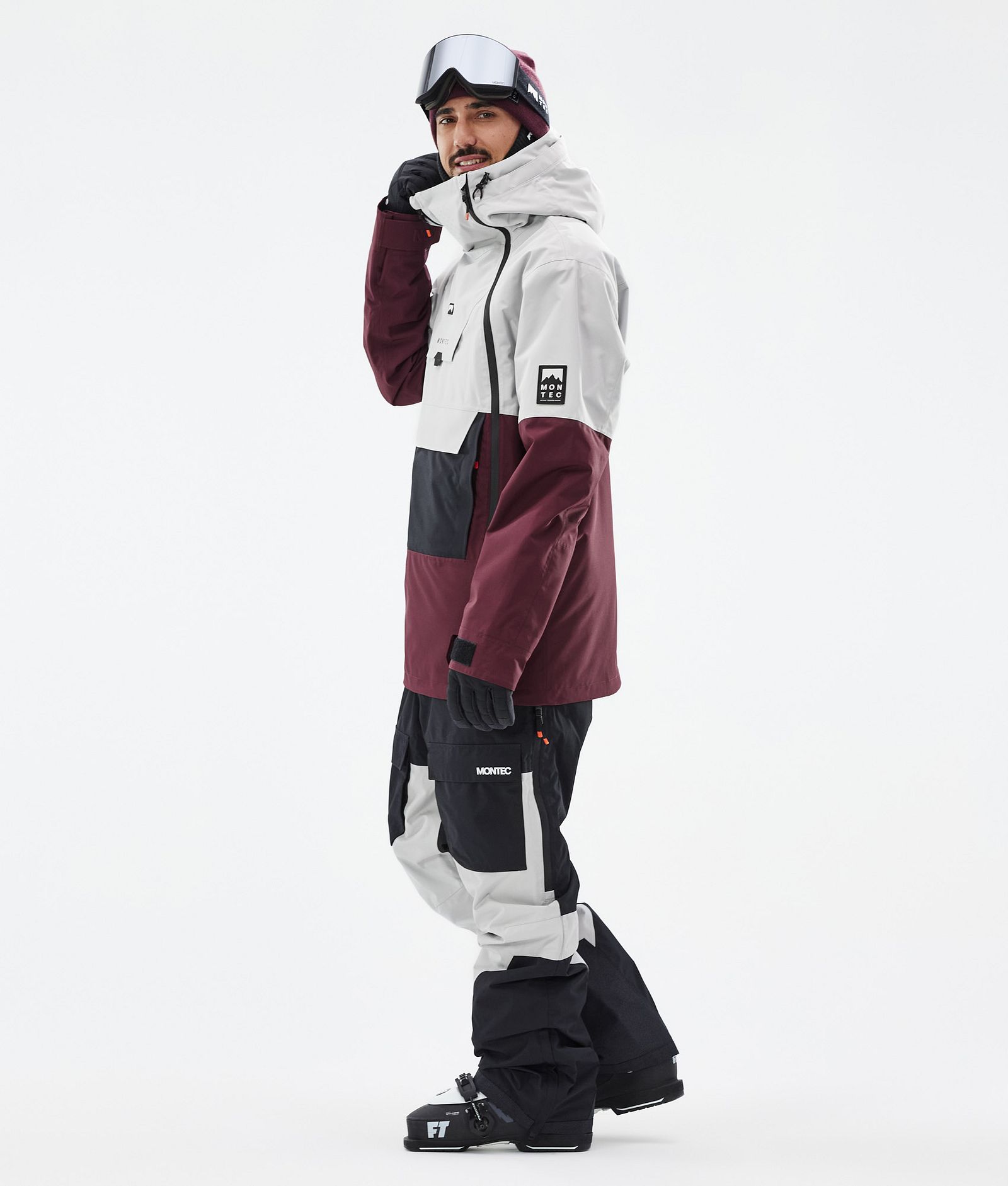 Doom Manteau Ski Homme Light Grey/Black/Burgundy, Image 4 sur 11