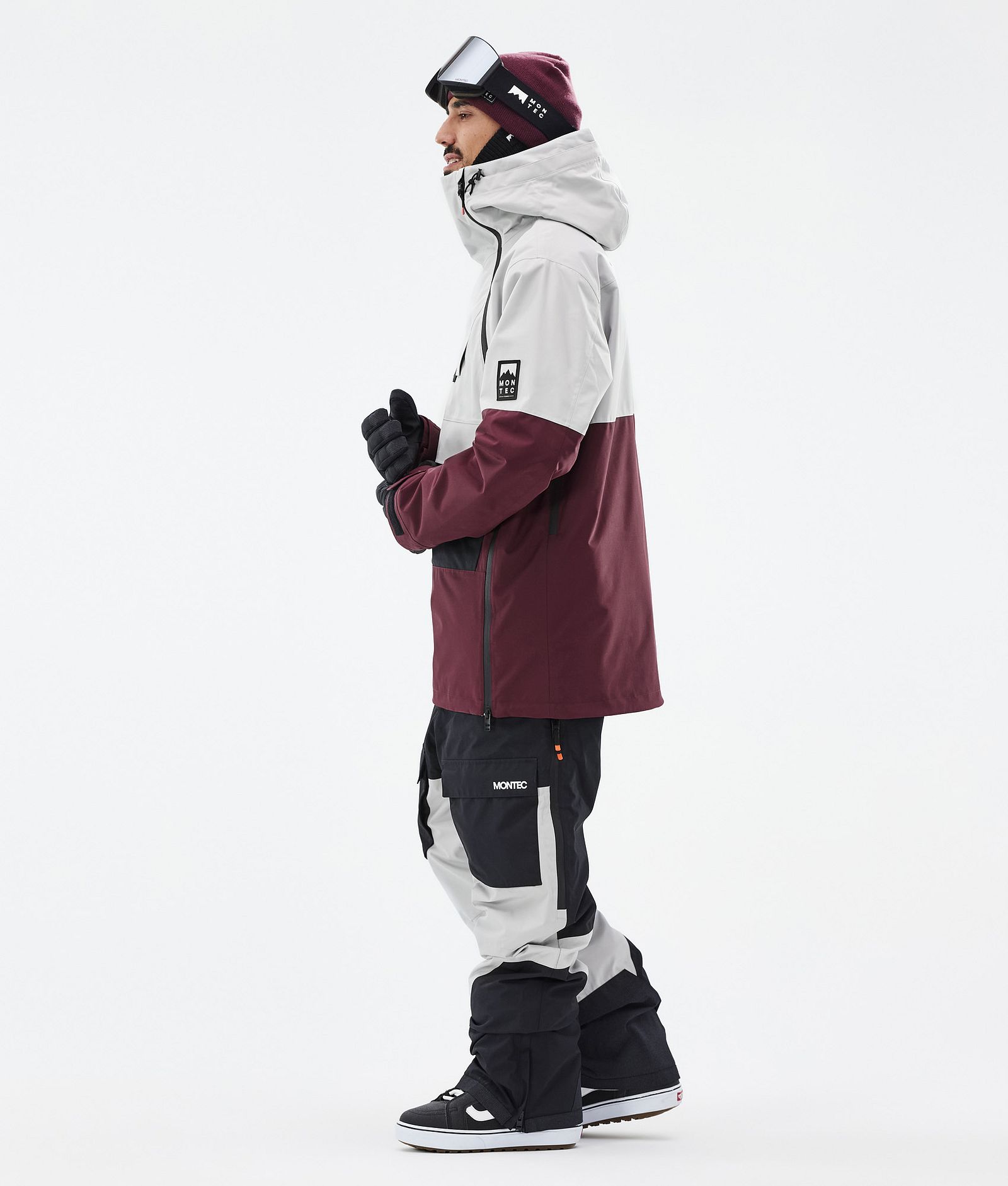 Doom Snowboardjakke Herre Light Grey/Black/Burgundy, Bilde 4 av 11