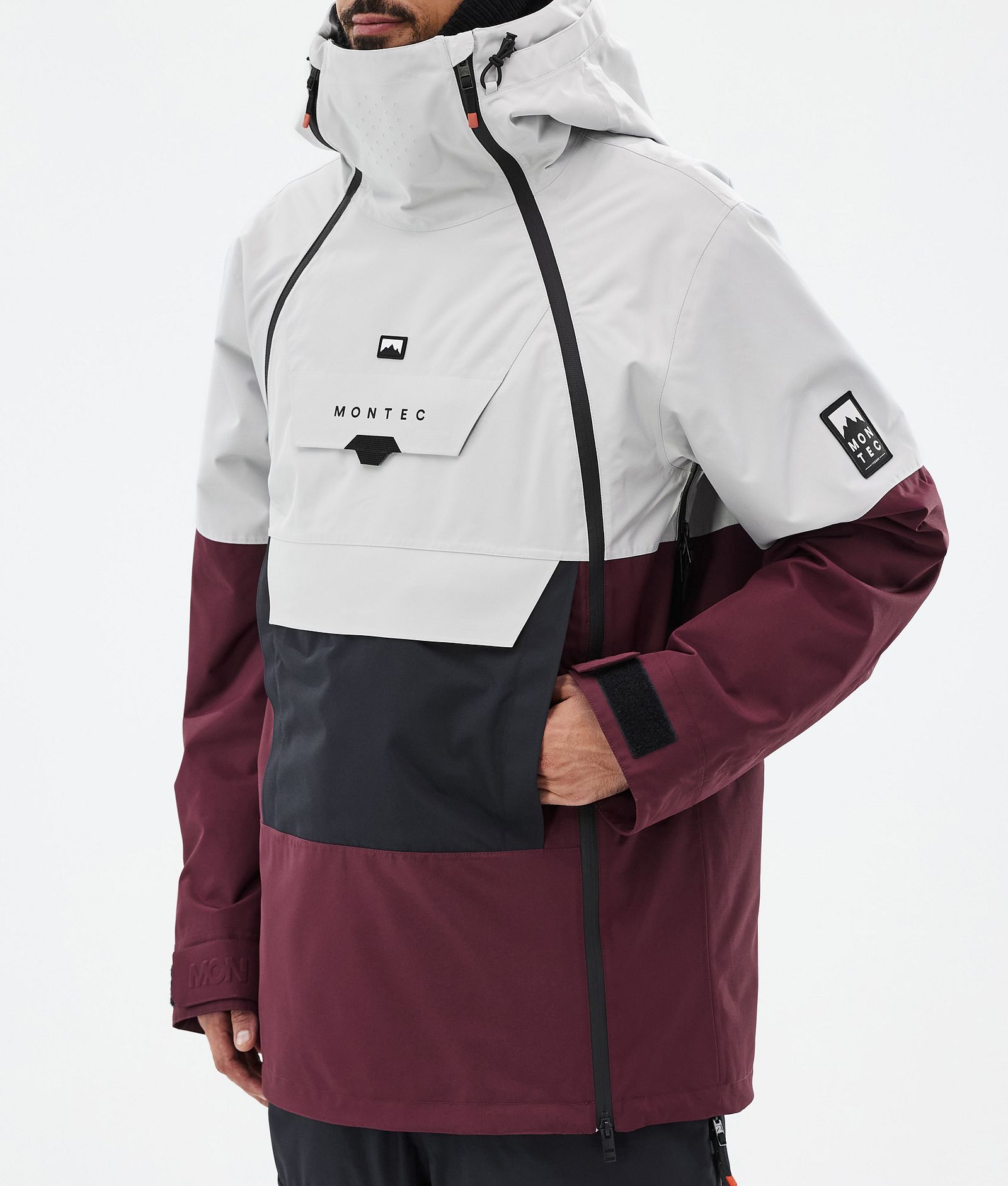 Doom Ski Jacket Men Light Grey/Black/Burgundy, Image 8 of 11