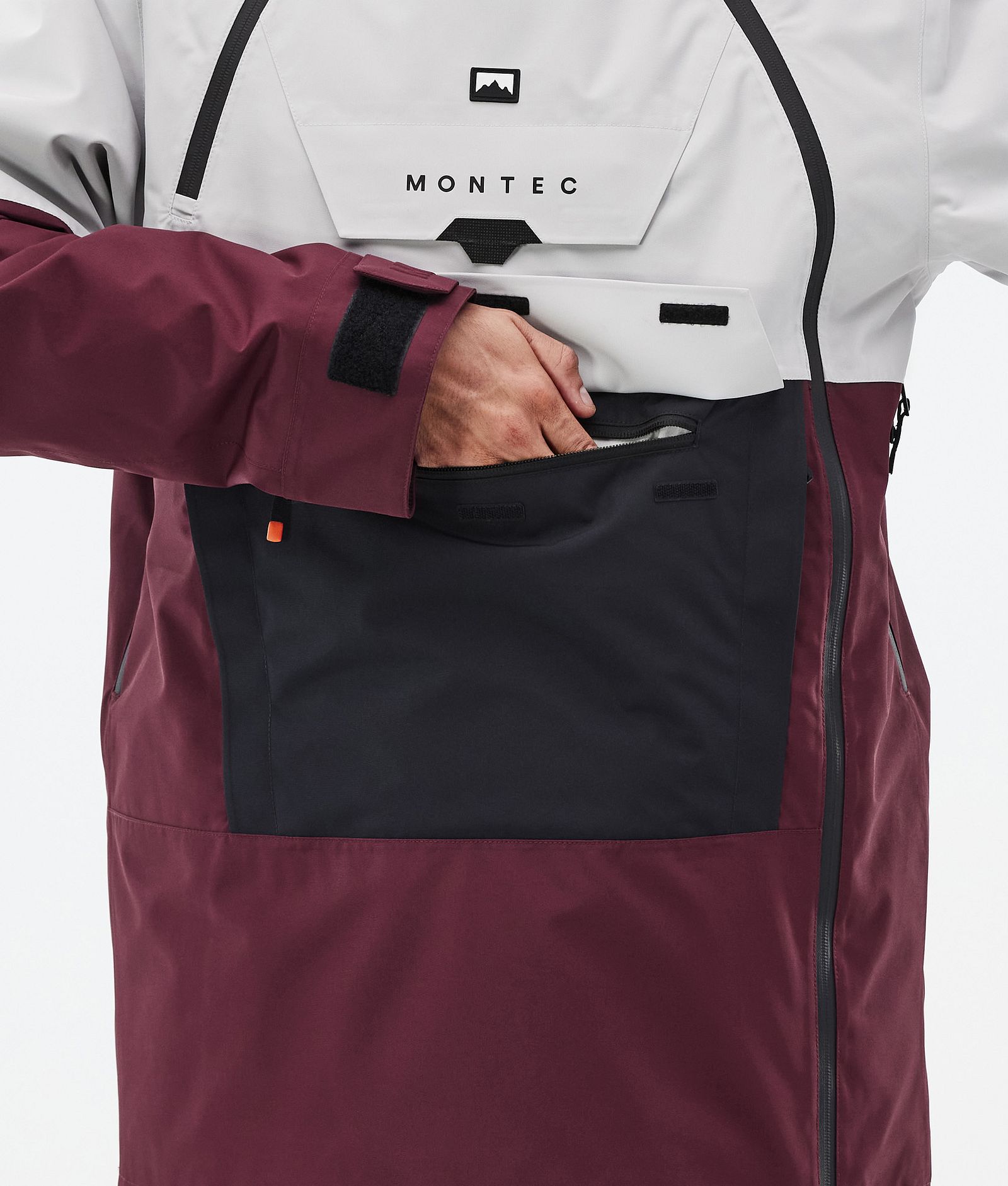 Doom Veste de Ski Homme Light Grey/Black/Burgundy, Image 9 sur 11