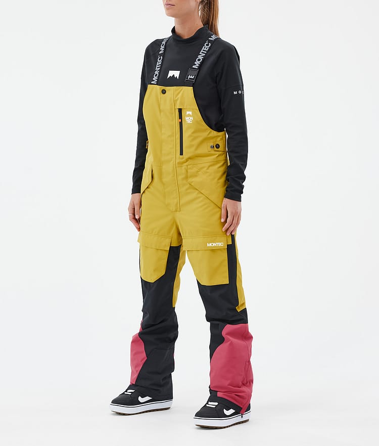 Fawk W Snowboard Broek Dames Yellow/Black/Light Red, Afbeelding 1 van 7