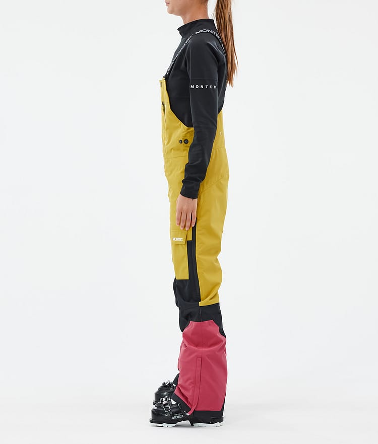 Fawk W Pantalon de Ski Femme Yellow/Black/Light Red, Image 3 sur 7