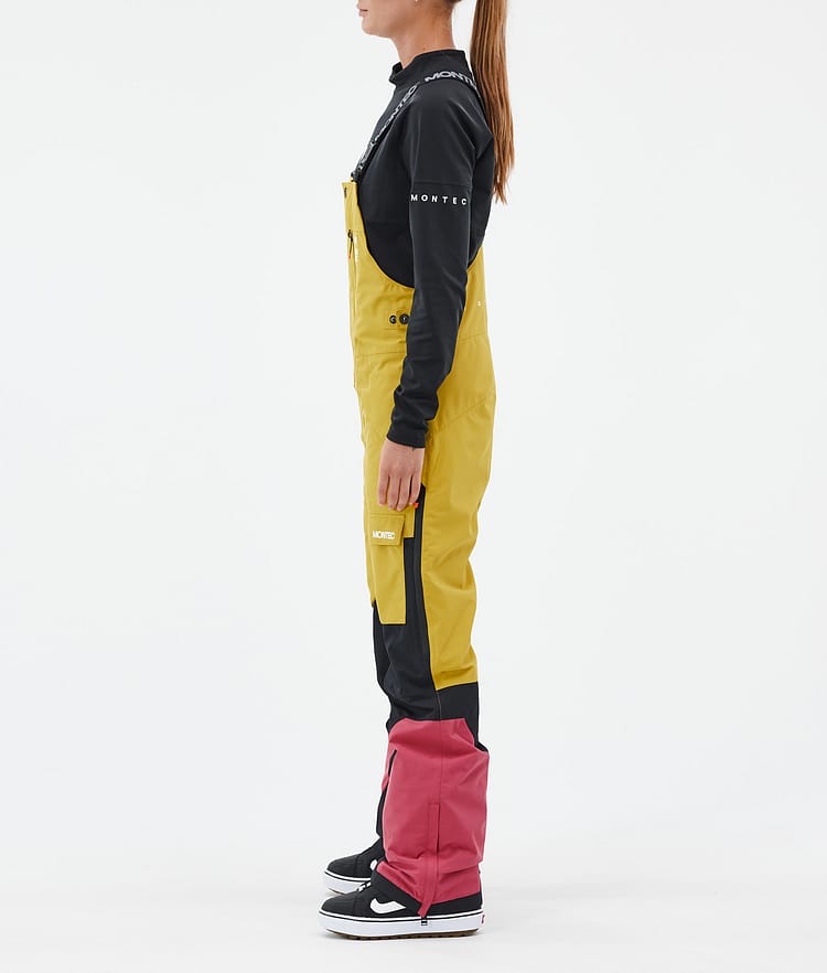 Fawk W Snowboardbukse Dame Yellow/Black/Light Red, Bilde 3 av 7