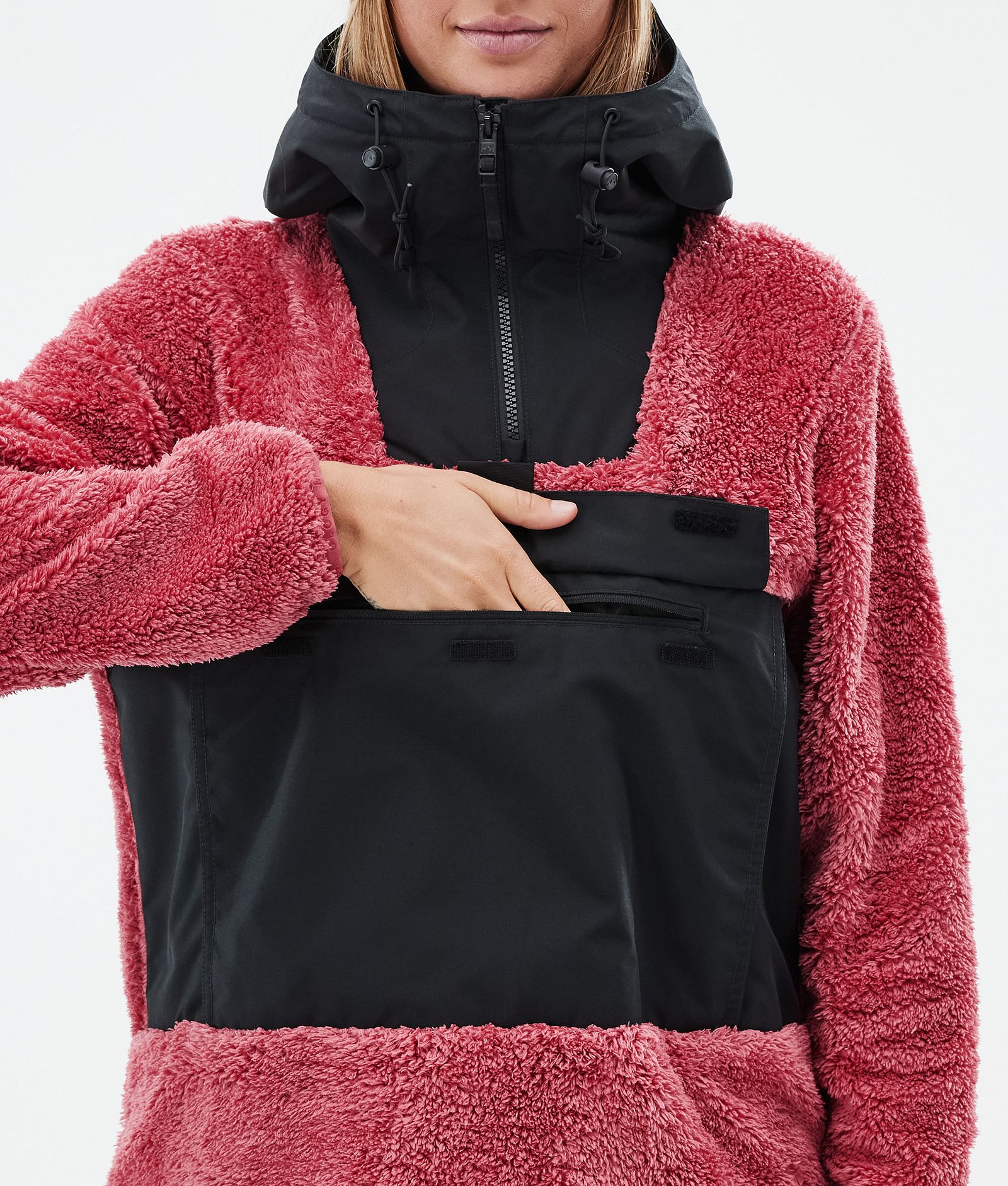 Lima W Fleece Hoodie Dames Light Red/Black, Afbeelding 8 van 8