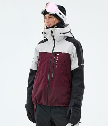 Oracle W Ski Jacket Women Light Grey/Black/Burgundy
