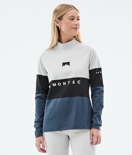 Montec Alpha W Base Layer Top Women Light Grey/Black/Metal Blue